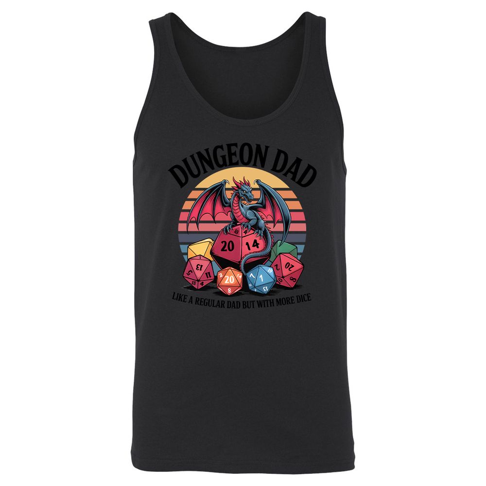 Dungeon Dad With More Dice Unisex Jersey Tank - Black - 14
