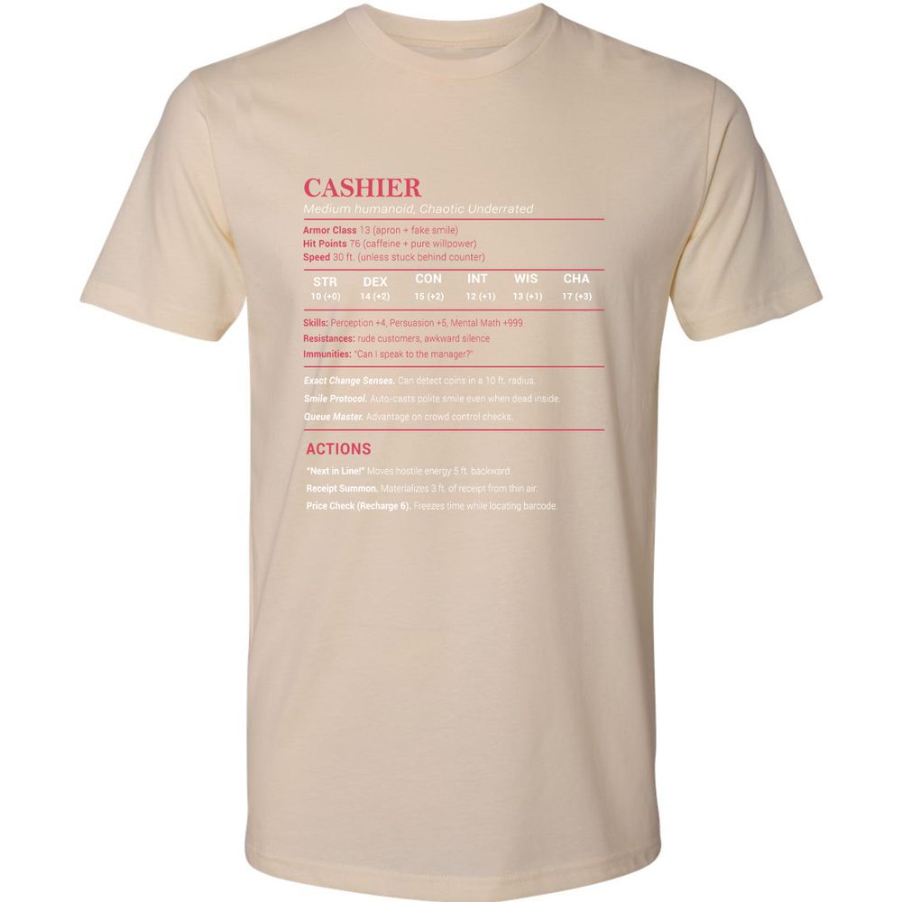 Cashier Stats Premium Unisex T-Shirt - Cream - 14
