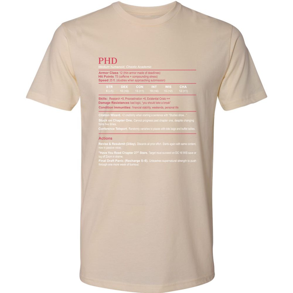 PhD Stats Premium Unisex T-Shirt - Cream - 14