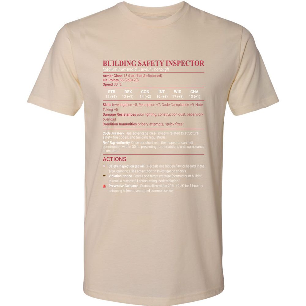 Building Safety Inspector Premium Unisex T-Shirt - Cream - 14