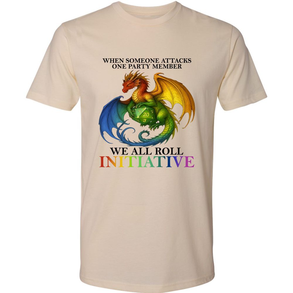 Dragon We All Roll For Initiative Premium Unisex T-Shirt - Cream - 14