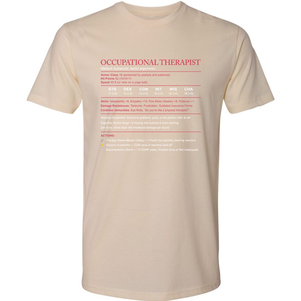 Occupational Therapist Stats Premium Unisex T-Shirt - Cream - 14
