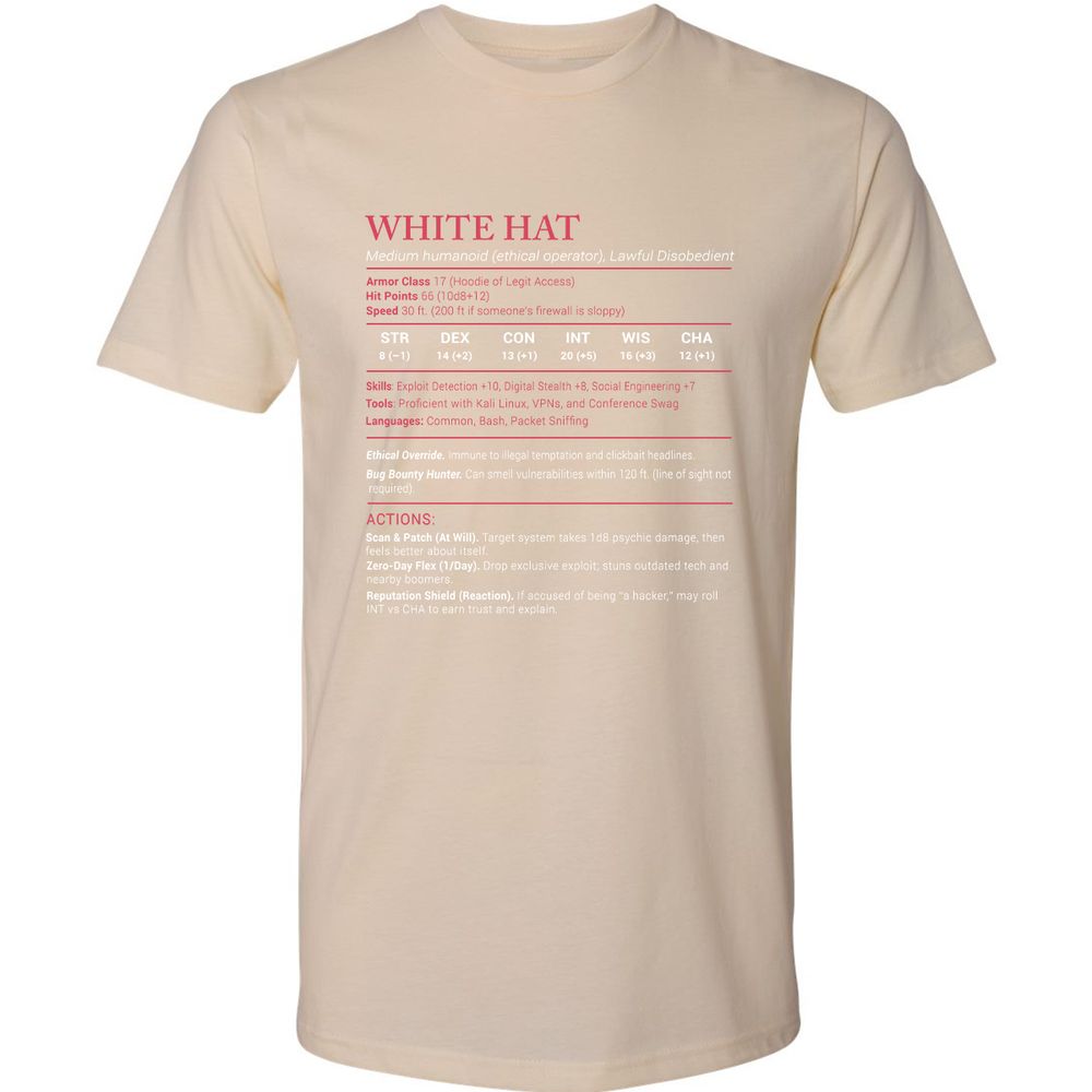 White Hat Stats Premium Unisex T-Shirt - Cream - 14