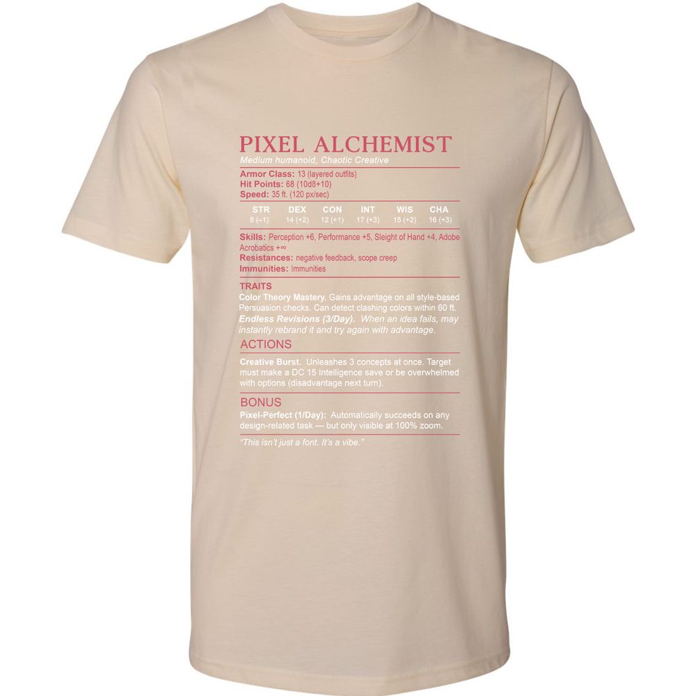 Designer Stats (Pixel Alchemist) Premium Unisex T-Shirt - Cream - 14