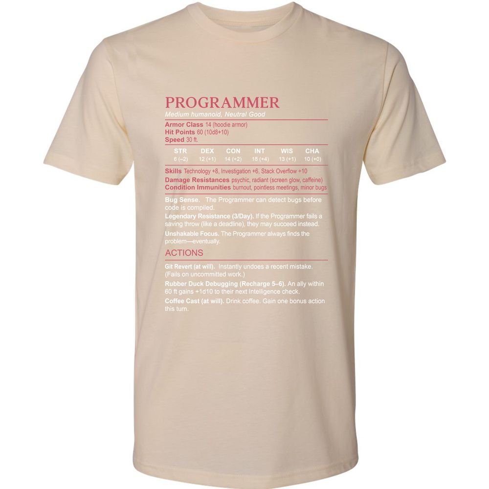 Programmer Stats Premium Unisex T-Shirt - Cream - 14
