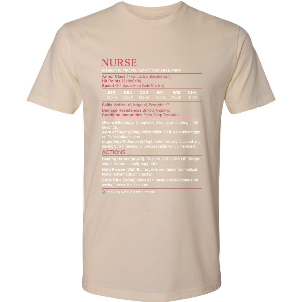 Nurse Stats 3 Premium Unisex T-Shirt - Cream - 14