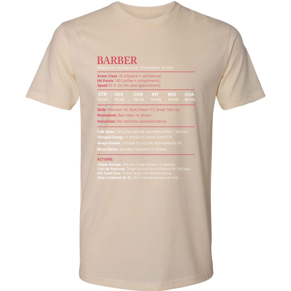 Barber Stats Premium Unisex T-Shirt - Cream - 14