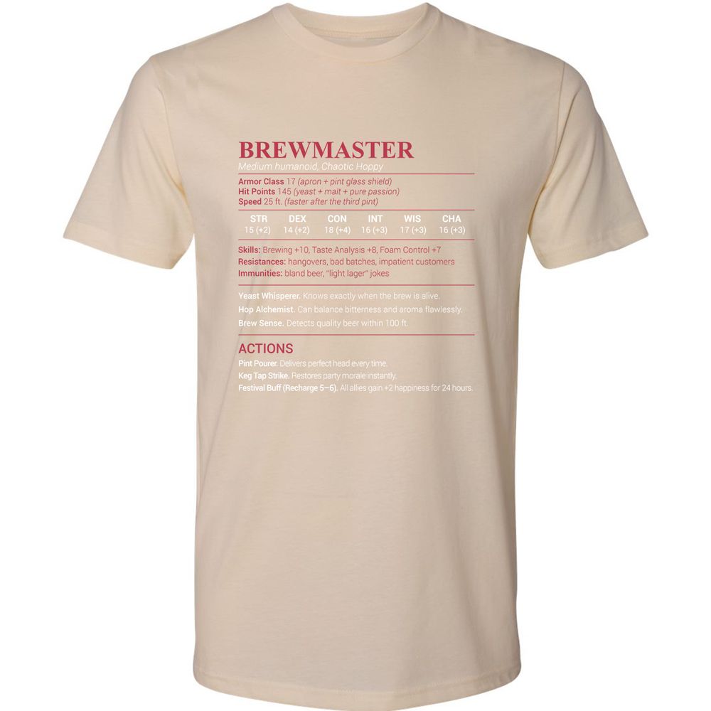 Brewmaster Premium Unisex T-Shirt - Cream - 14