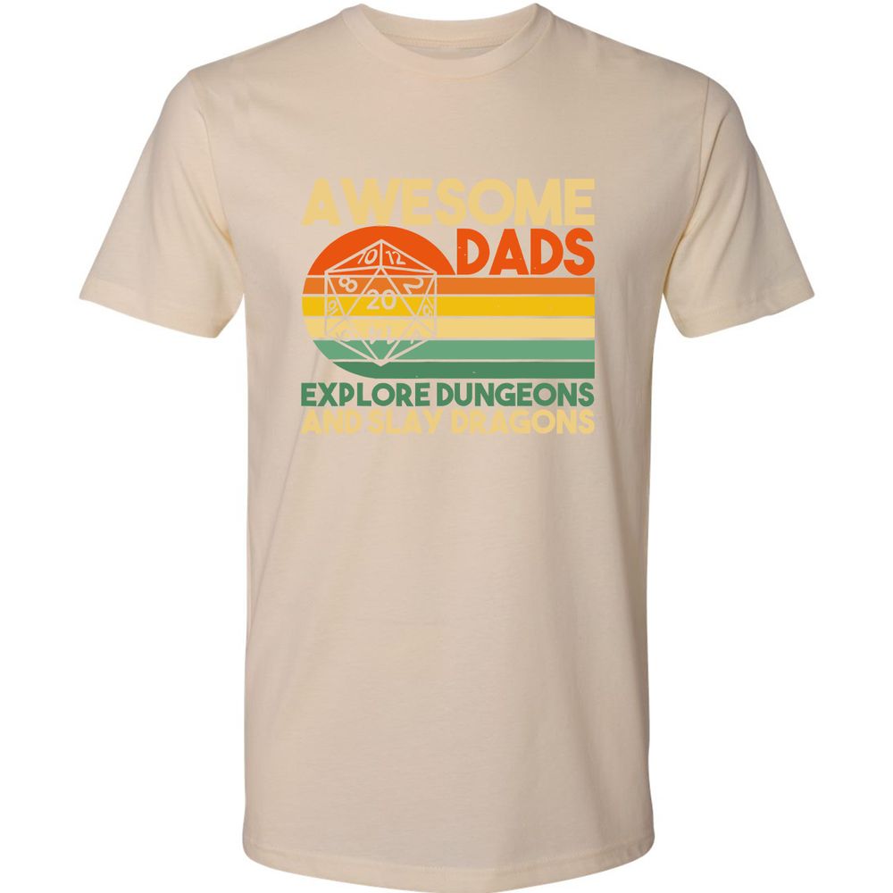 Awesome Dad Explore Dungeons Slay Dragons Premium Unisex T-Shirt - Cream - 14