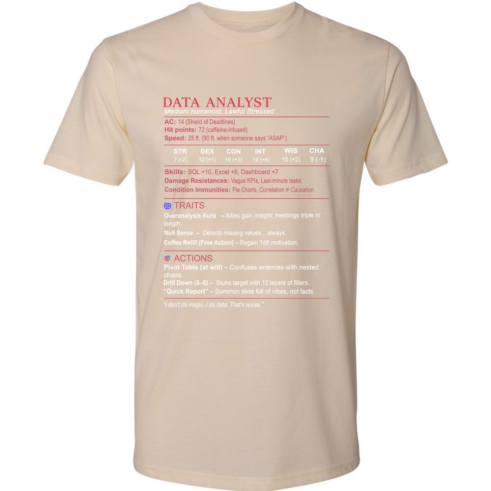 Data Analyst Stats Premium Unisex T-Shirt - Cream - 14