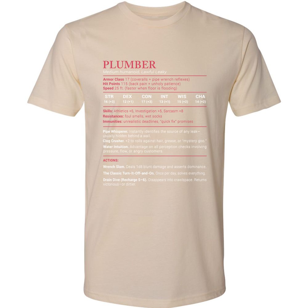 Plumber Stats Premium Unisex T-Shirt - Cream - 14
