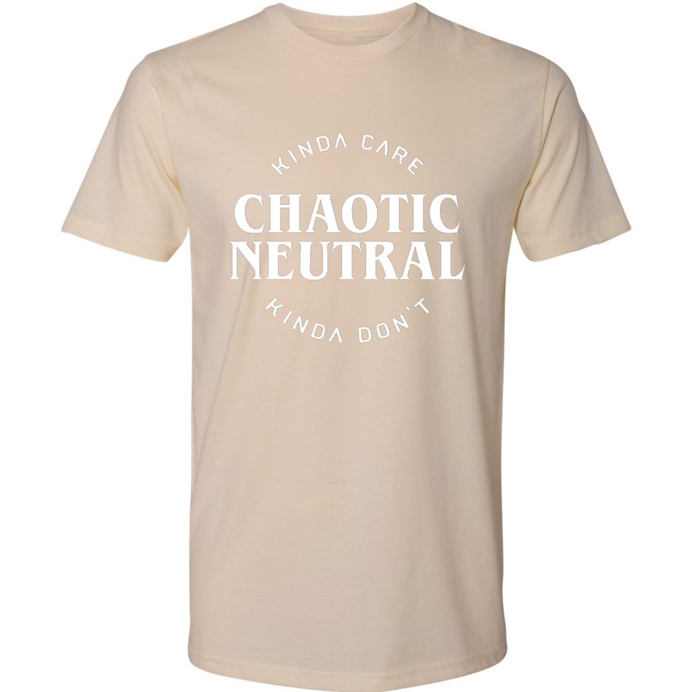 Chaotic Neutral Alignment Kinda Care Kinda Don't Premium Unisex T-Shirt - Cream - 14