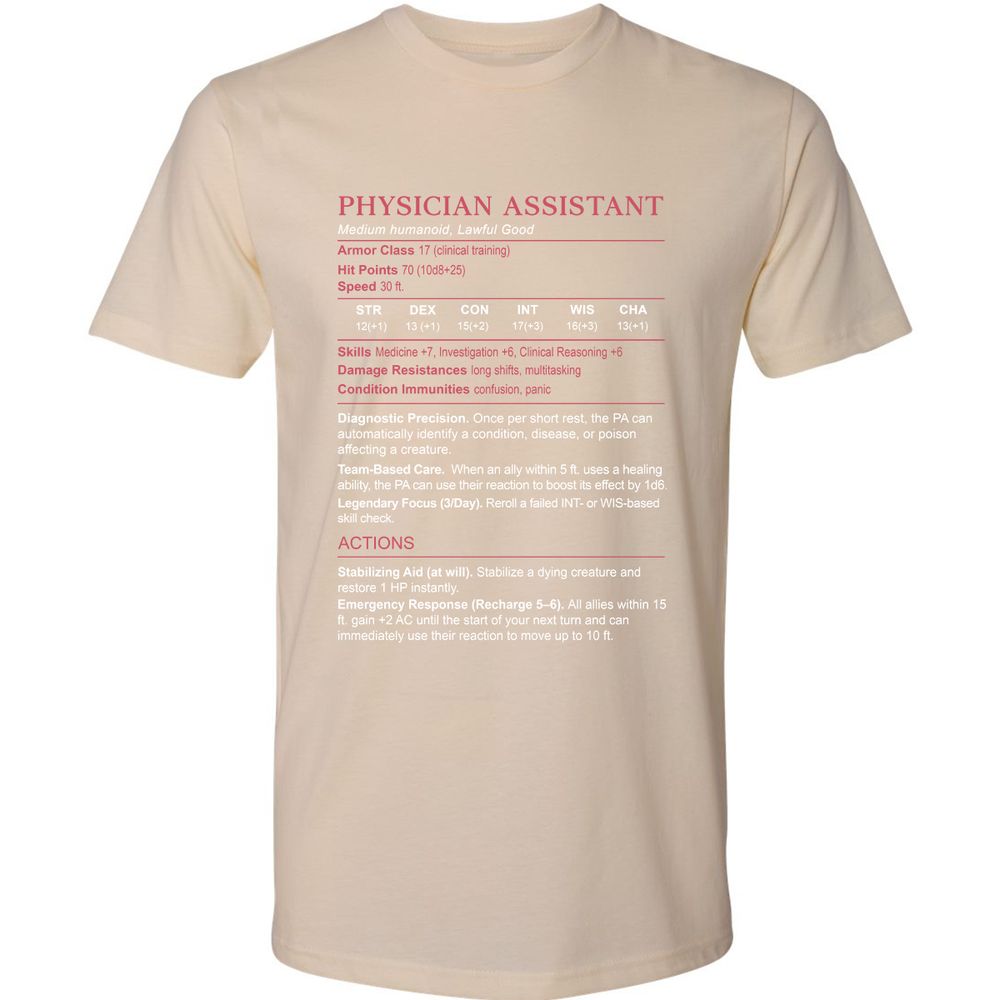 PHYSICIAN ASSISTANT Stats Premium Unisex T-Shirt - Cream - 14