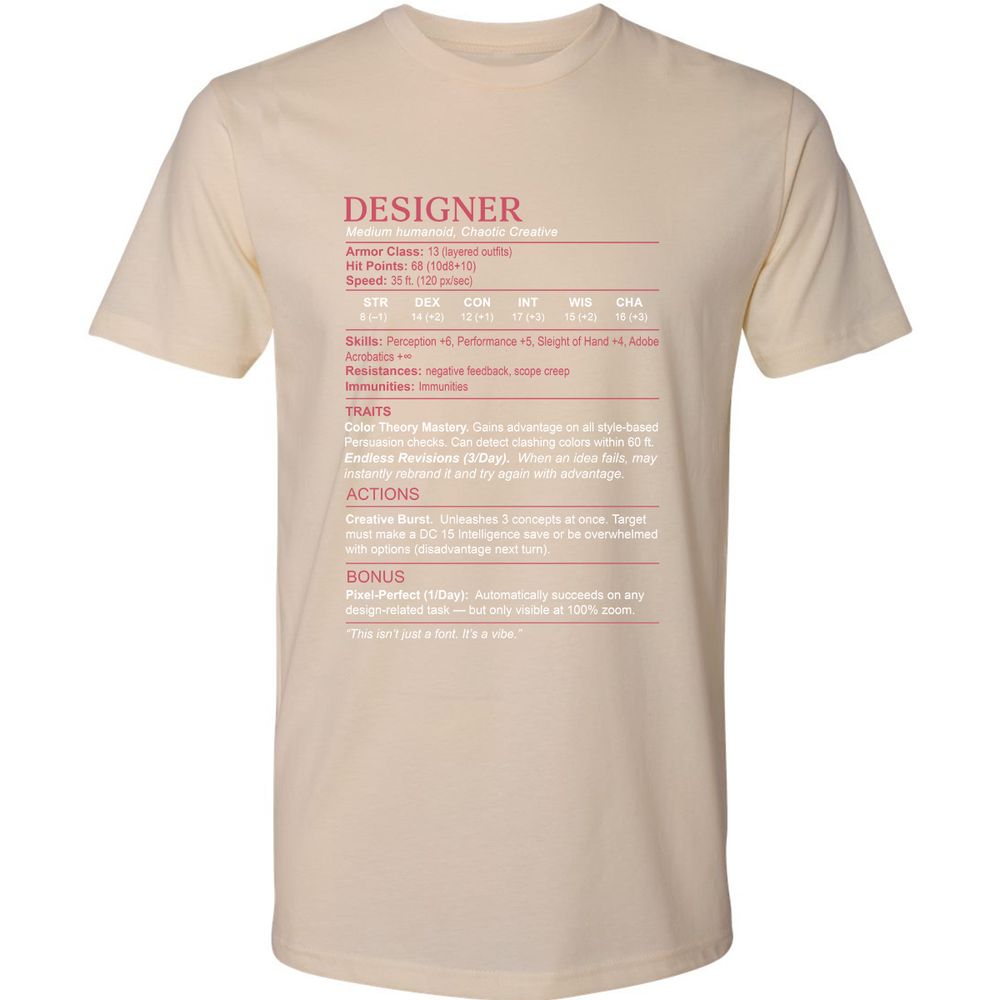 Designer Stats Premium Unisex T-Shirt - Cream - 14