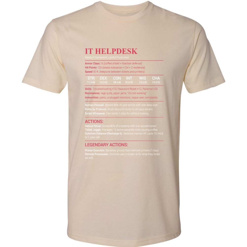 IT Helpdesk Premium Unisex T-Shirt - Cream - 14