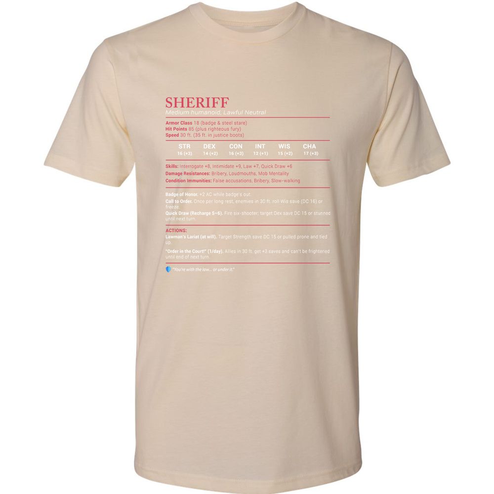 Sheriff Stats Premium Unisex T-Shirt - Cream - 14
