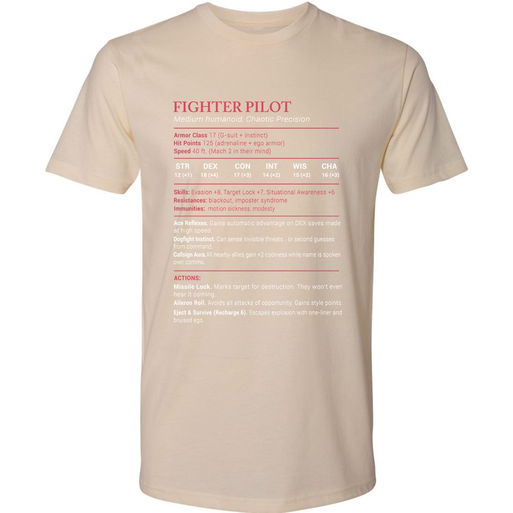 Fighter Pilot Stats Premium Unisex T-Shirt - Cream - 14