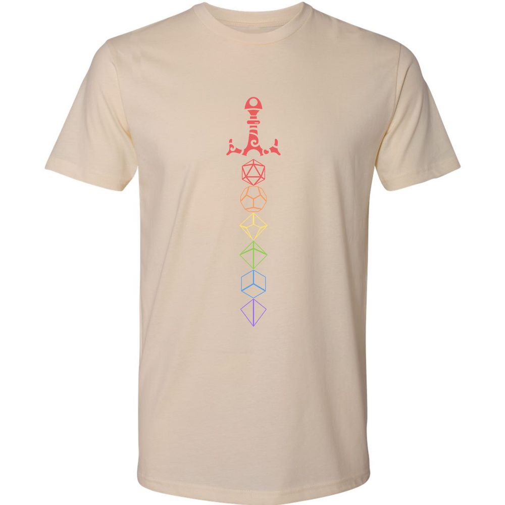 Rainbow Dice Sword LGBT Premium Unisex T-Shirt - Cream - 14