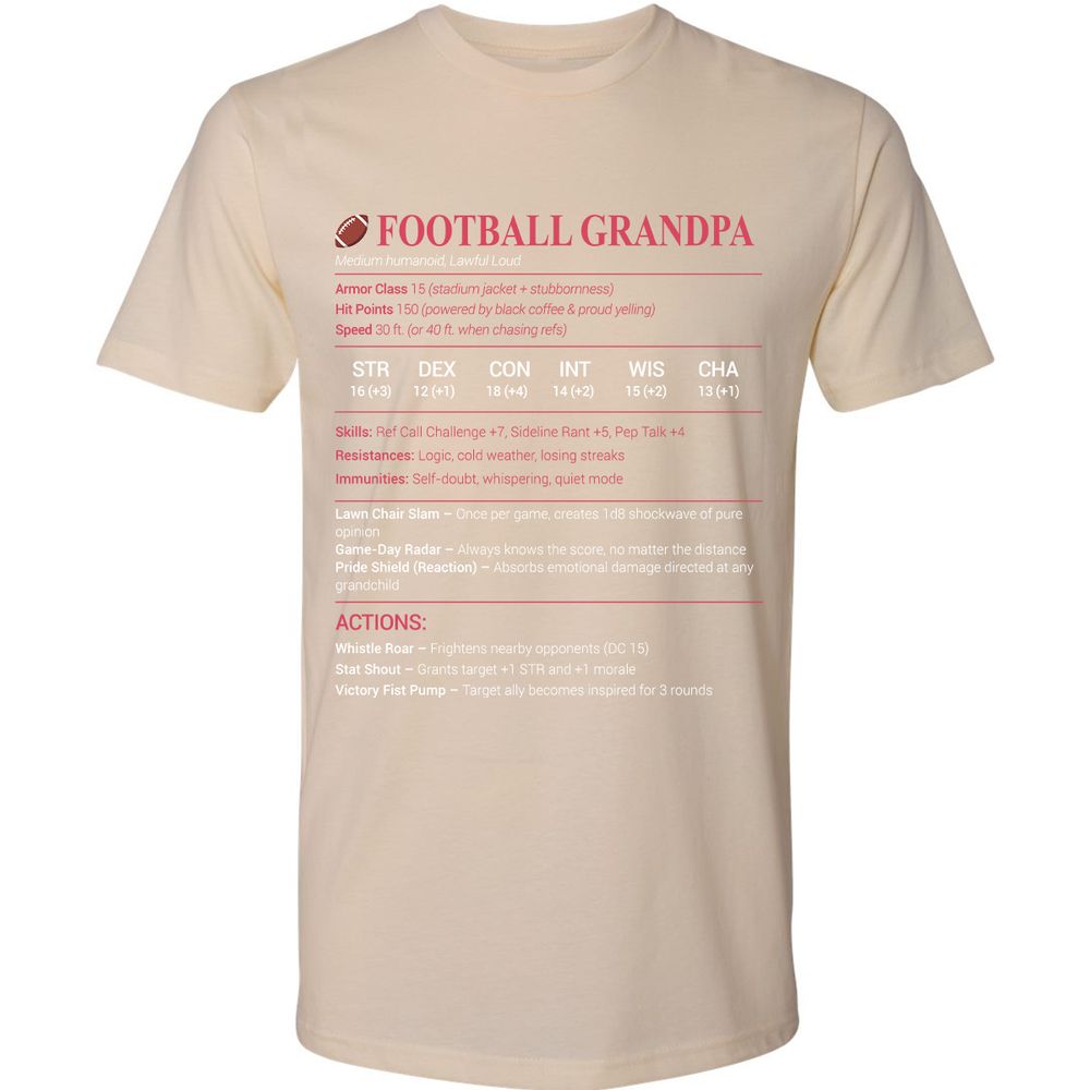 Football Grandpa Premium Unisex T-Shirt - Cream - 14