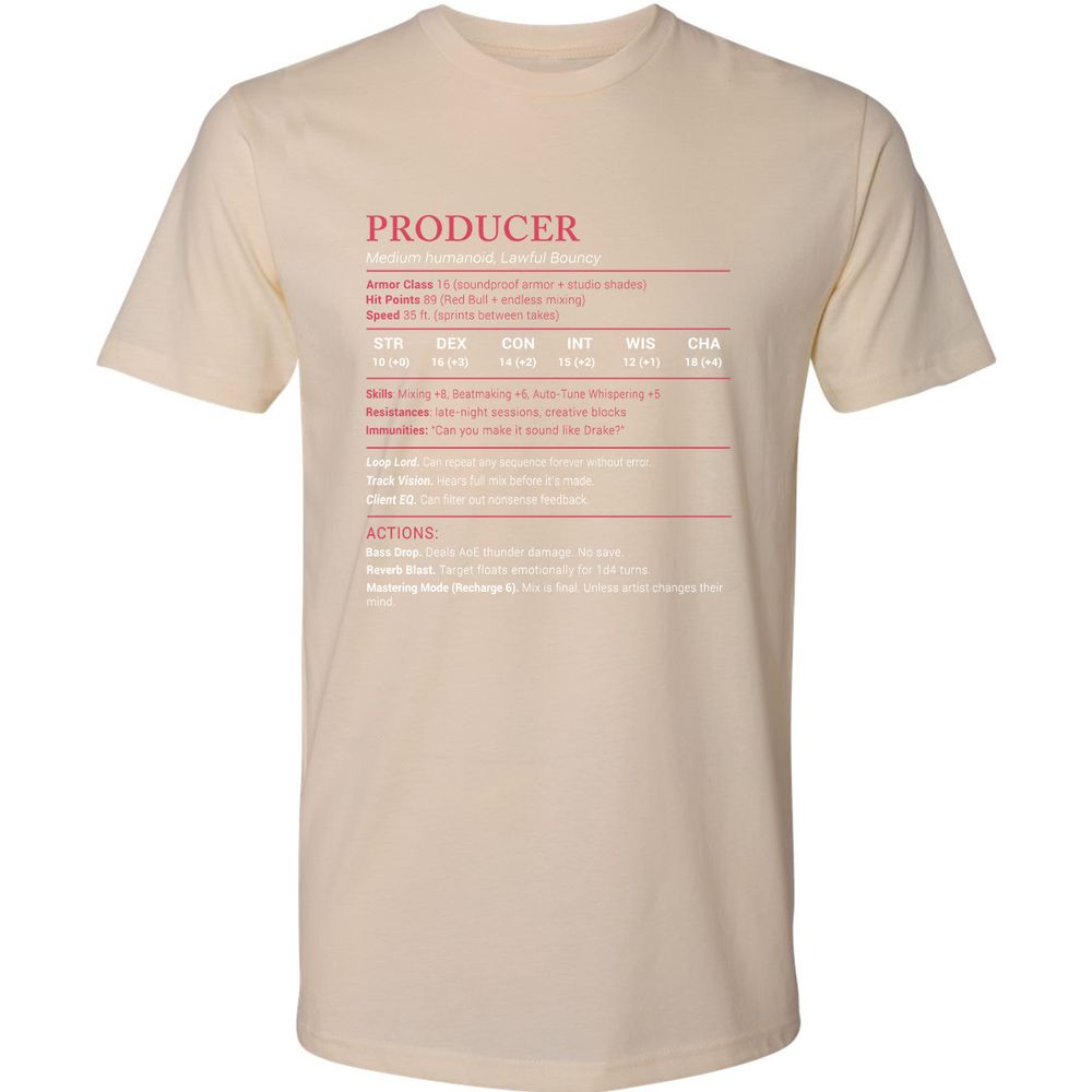 Producer Stats Premium Unisex T-Shirt - Cream - 14