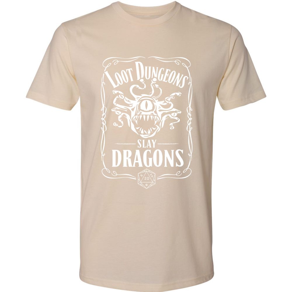Loot Dungeon Slay Dragons Premium Unisex T-Shirt - Cream - 14