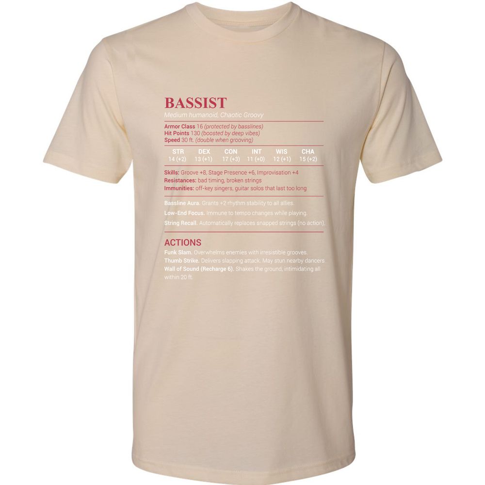 Bassist Stats Premium Unisex T-Shirt - Cream - 14
