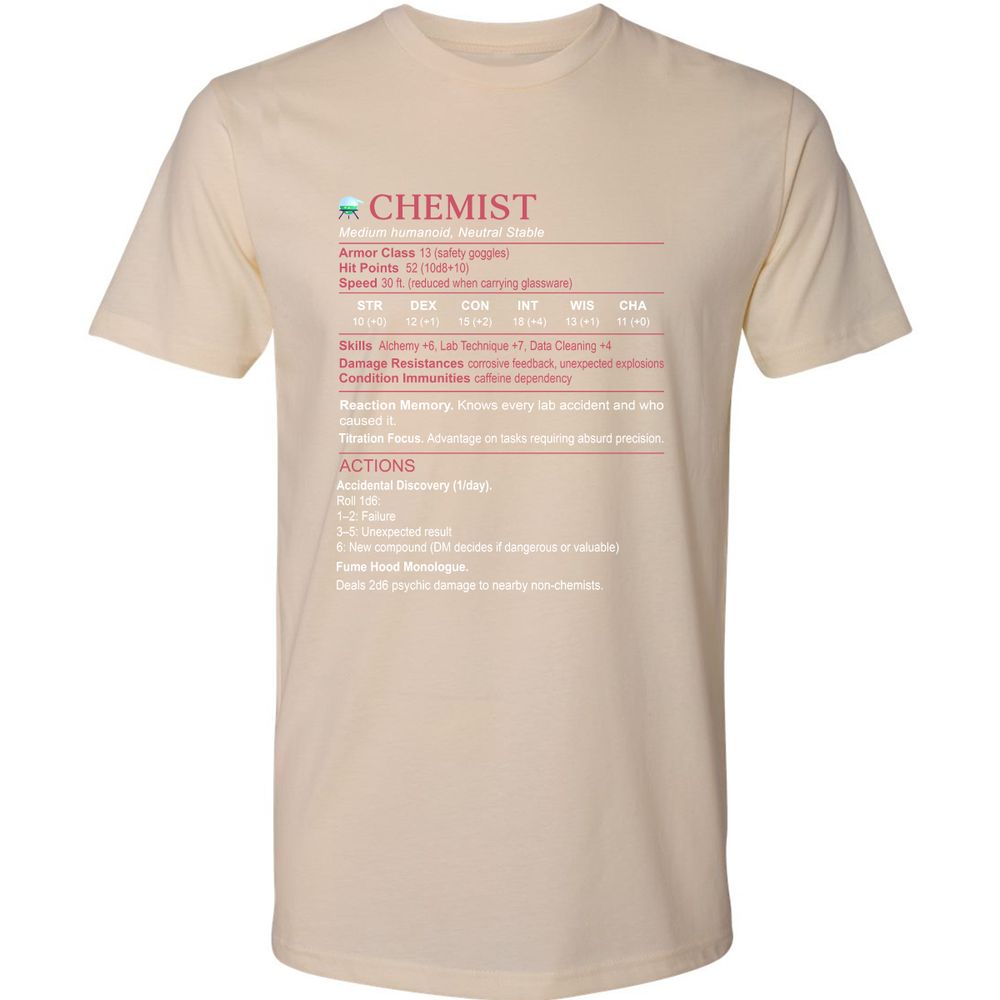 Chemist Stats Premium Unisex T-Shirt - Cream - 14