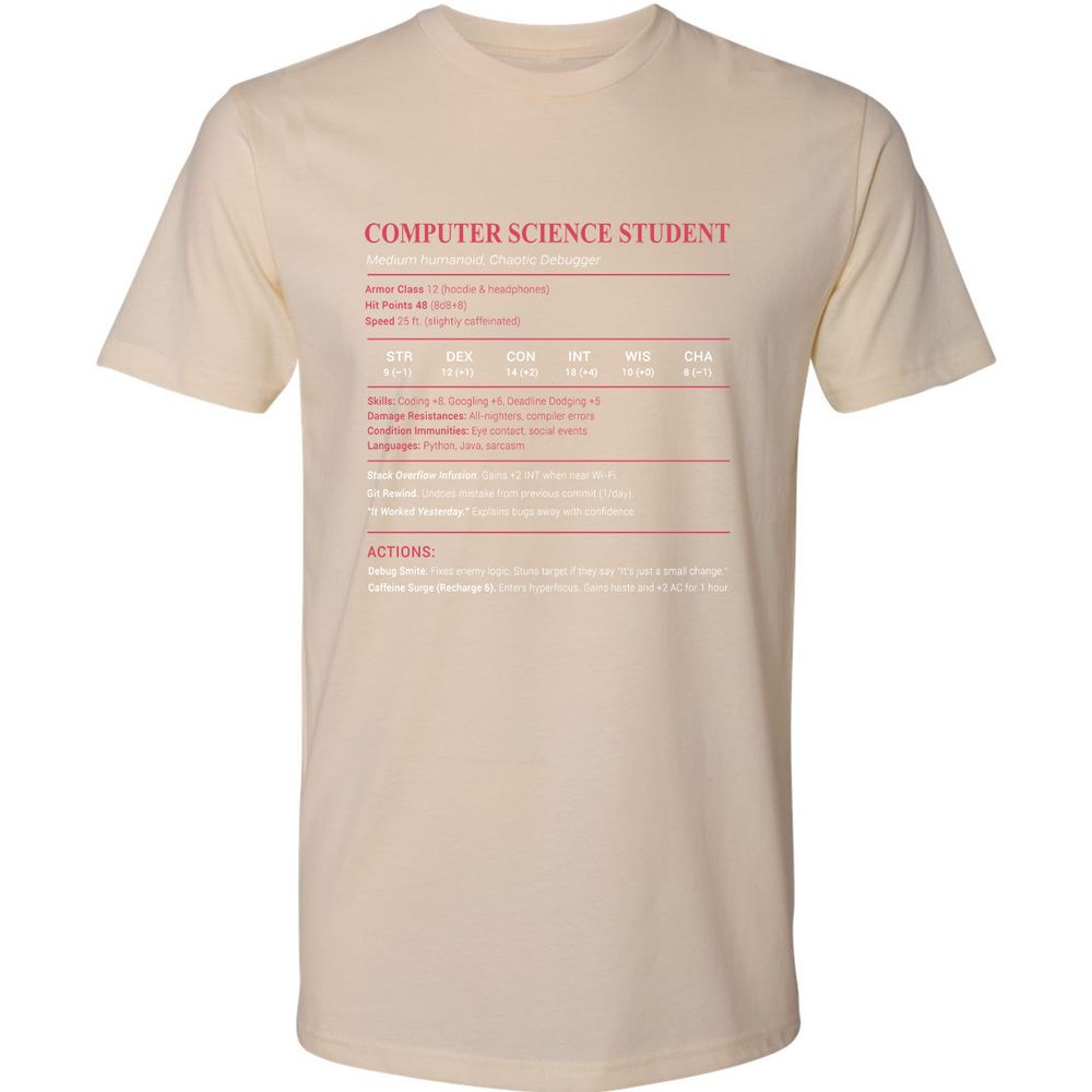 Computer Science Student Premium Unisex T-Shirt - Cream - 14