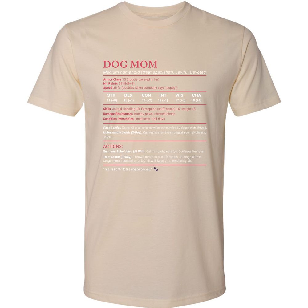 Dog Mom Stats Premium Unisex T-Shirt - Cream - 14