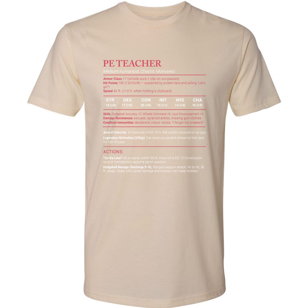 PE Teacher Stats Premium Unisex T-Shirt - Cream - 14
