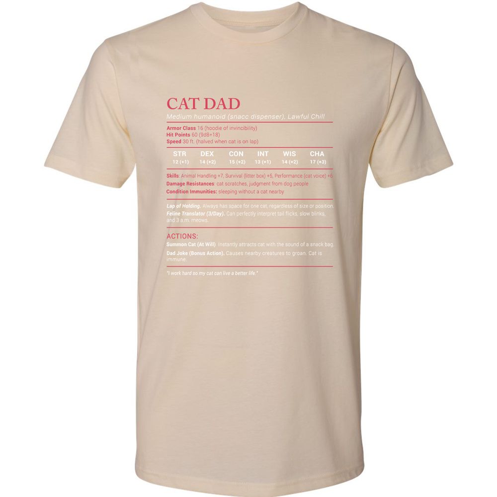 Cat Dad Stats Premium Unisex T-Shirt - Cream - 14
