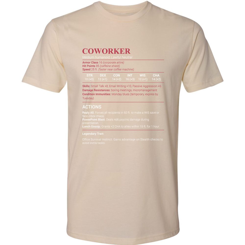 Coworker Stats Premium Unisex T-Shirt - Cream - 14