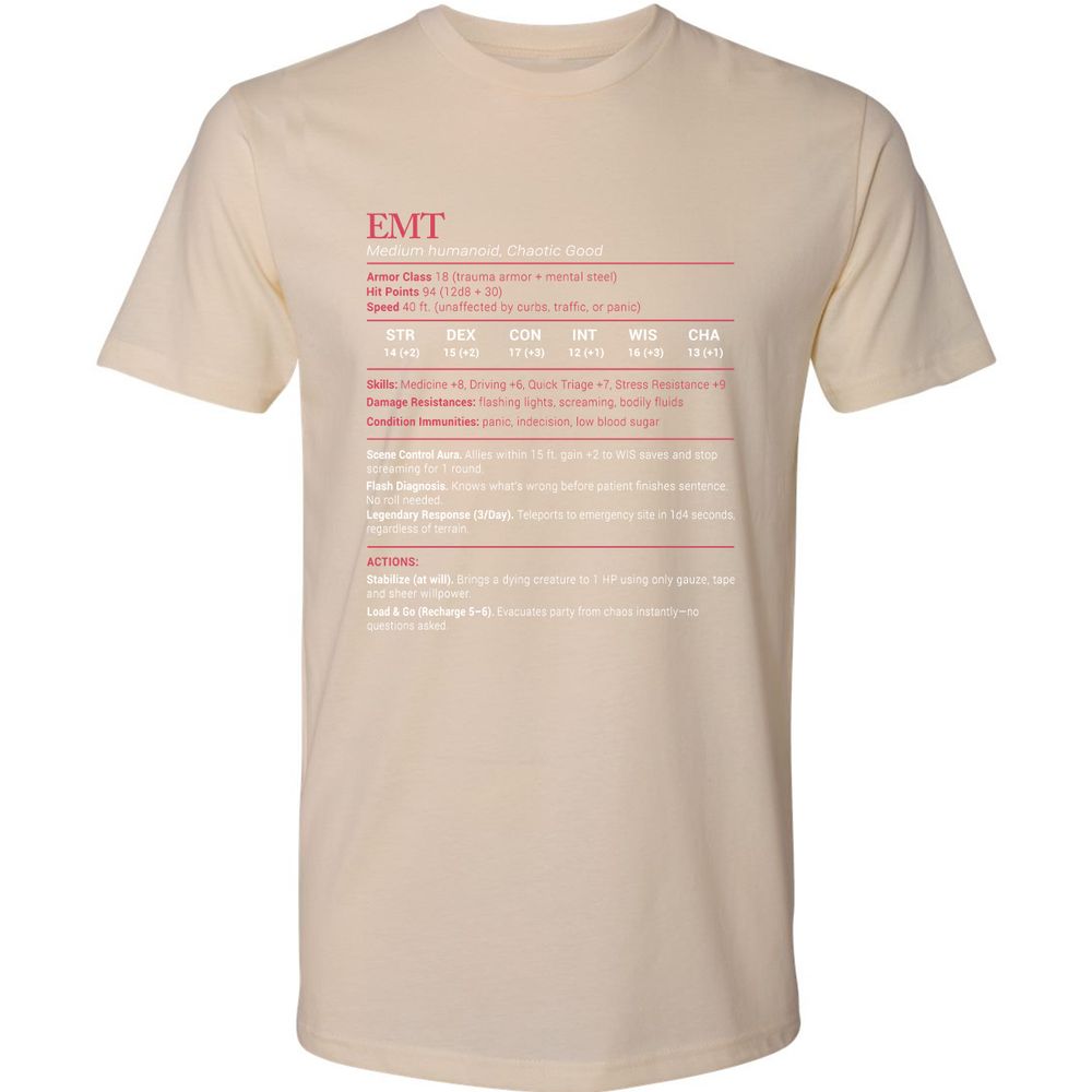 EMT Stats Premium Unisex T-Shirt - Cream - 14