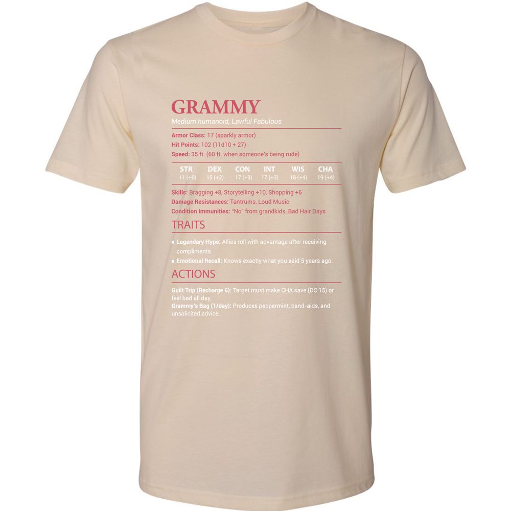 Grammy Stats Premium Unisex T-Shirt - Cream - 14