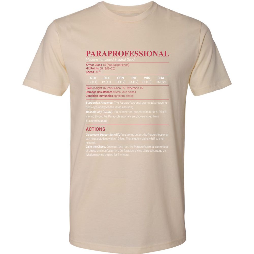 Paraprofessional Premium Unisex T-Shirt - Cream - 14