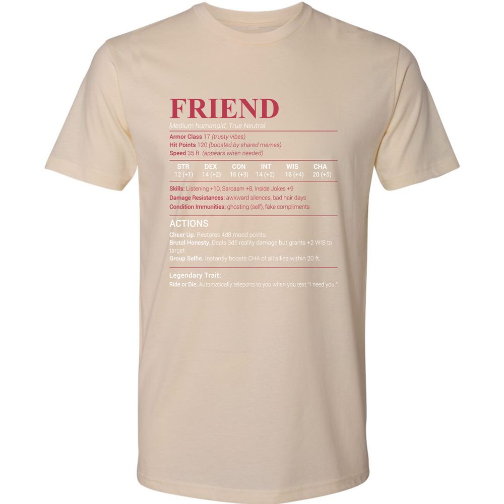 Friend Stats Premium Unisex T-Shirt - Cream - 14