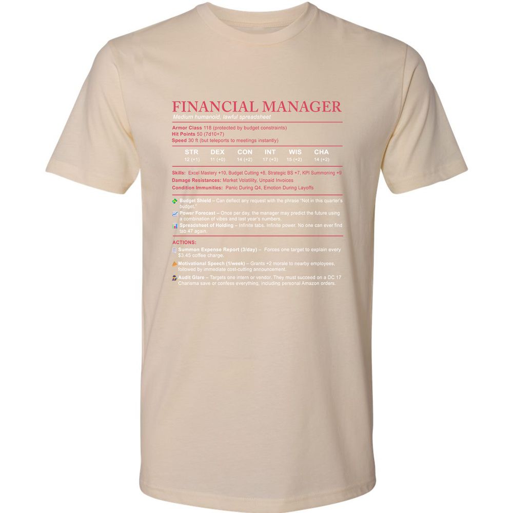 Financial Manager Stats Premium Unisex T-Shirt - Cream - 14