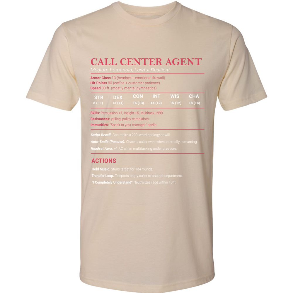 Call Center Agent Stats Premium Unisex T-Shirt - Cream - 14