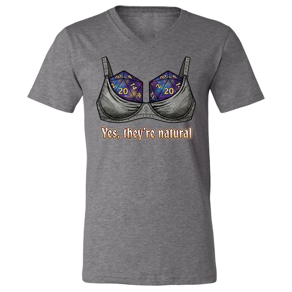 They Are Natural Nat20 Unisex V-Neck T-Shirt - Deep Heather - 14