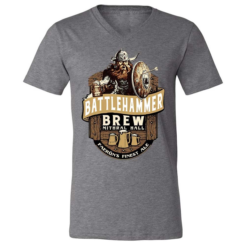Battlehammer Brew Unisex V-Neck T-Shirt - Deep Heather - 14