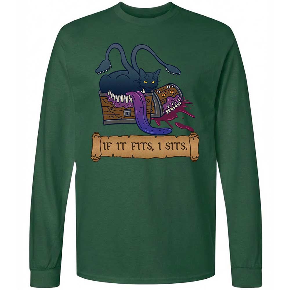 If It Fits I Sits Long Sleeve T-Shirt - Forest Green - 14