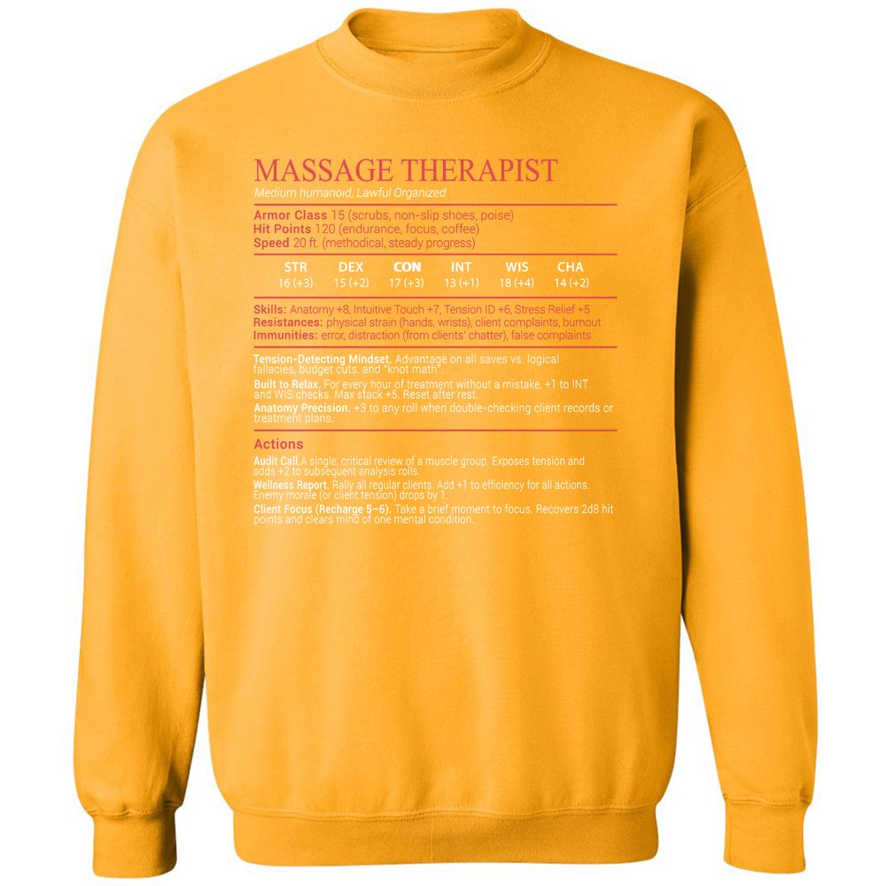 Massage Therapist Stats Block - Gold - 14