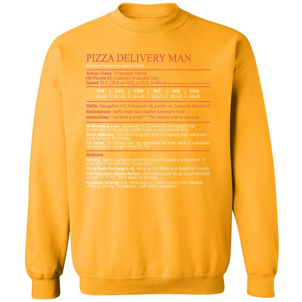 Pizza Delivery Man Stats Block - Gold - 14