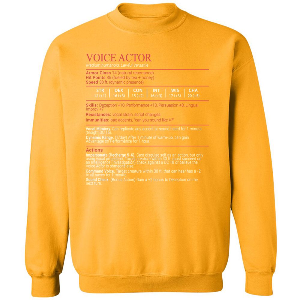 Voice Actor Stats Block - Gold - 14