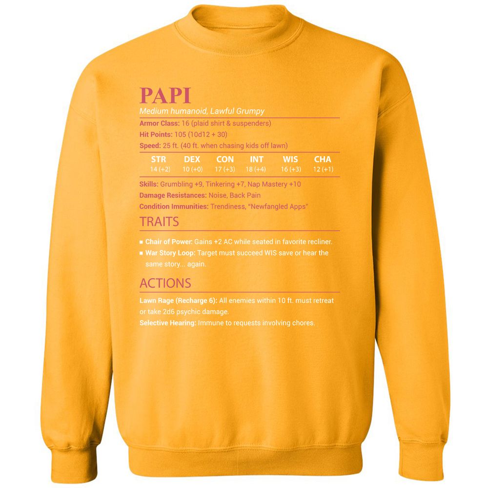 Papi Stats Classic Unisex Sweatshirt - Gold - 14