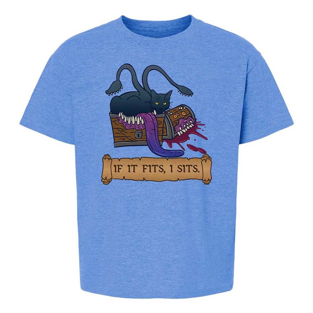If It Fits I Sits Kids T-Shirt - Heather Royal - 14