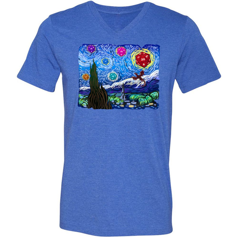 Dragon Starry Night Unisex V-Neck T-Shirt - Heather True Royal - 14