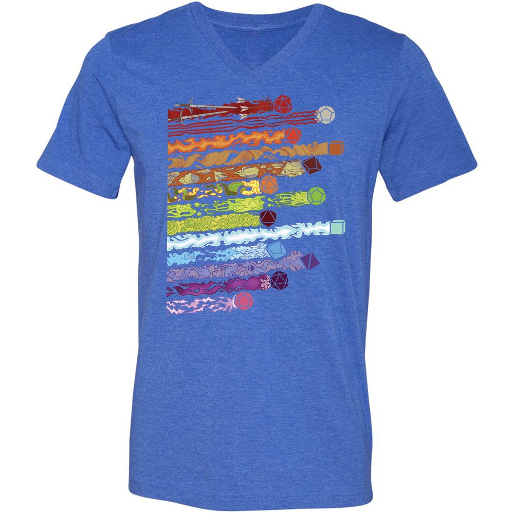 Damage Dices Unisex V-Neck T-Shirt - Heather True Royal - 14