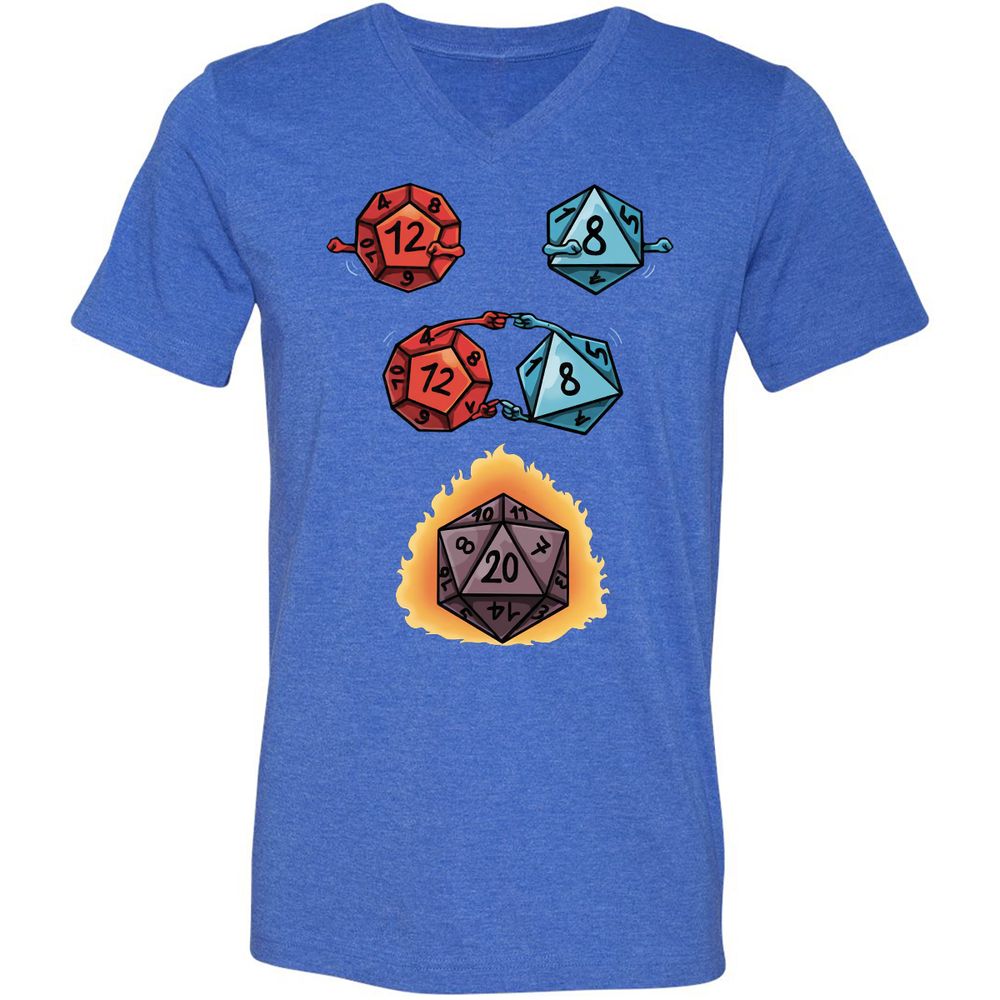 Dice Fusion RPG Unisex V-Neck T-Shirt - Heather True Royal - 14
