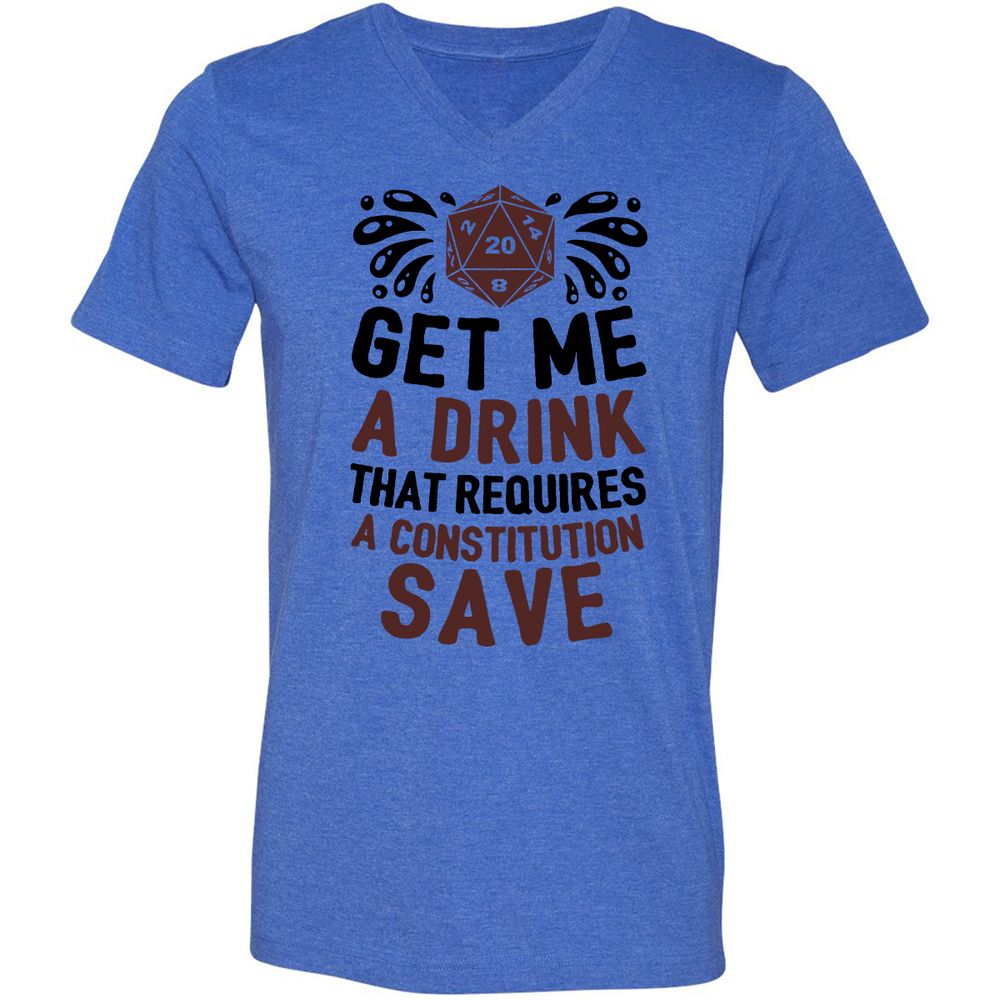 Get Me A Drink Unisex V-Neck T-Shirt - Heather True Royal - 14